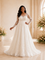 ChicSew Elegant Romantic Illusion Long Sleeves Lace Appliques Tulle A-Line Maxi Wedding Dress