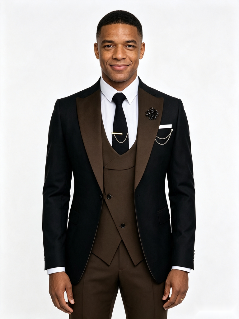Color Blocking 1 Piece Men's Suit with Regular Fit and Sophisticated Peak Lapel