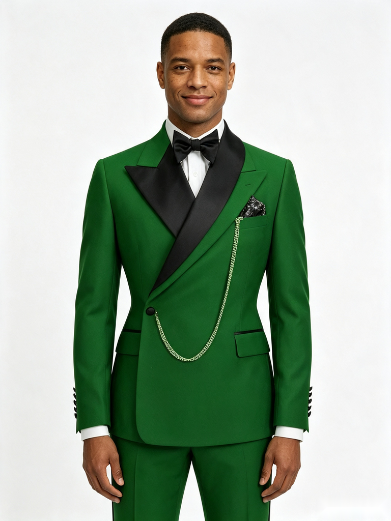 Classic 1 Piece Green Men's Suit with Regular Fit and Sophisticated Peak Lapel