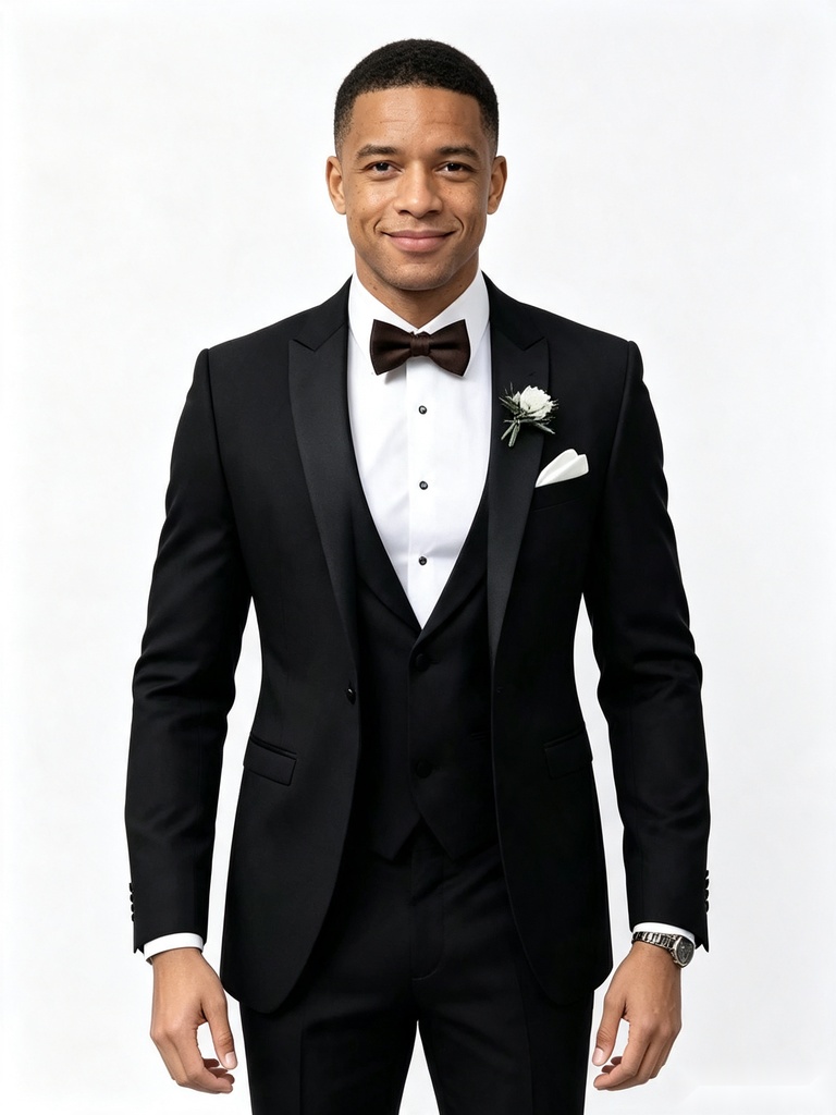 Classic 2 Piece Black Men's Suit with Regular Fit and Sophisticated Peak Lapel