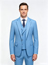 Classic 3 Piece Blue Men's Suit with Regular Fit and Sophisticated Peak Lapel