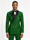 Classic 2 Piece Green Men's Suit with Regular Fit and Sophisticated Peak Lapel