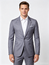 Classic 2 Piece Light Grey Men's Suit with Regular Fit and Sophisticated Peak Lapel