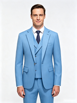 Classic 1 Piece Blue Men's Suit with Regular Fit and Sophisticated Peak Lapel