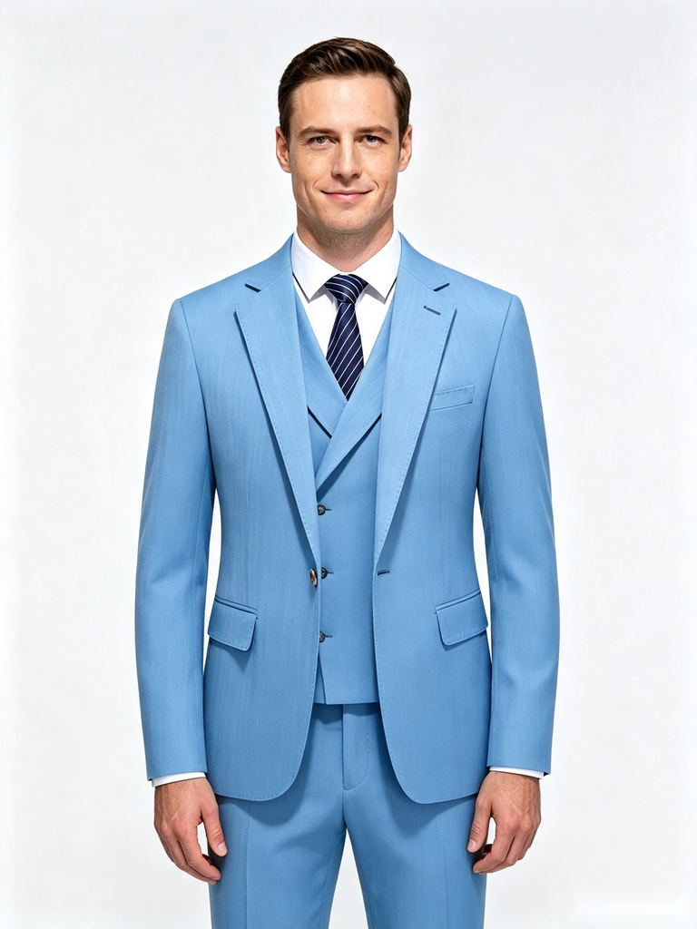 Classic 1 Piece Blue Men's Suit with Regular Fit and Sophisticated Peak Lapel