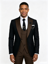 Color Blocking 2 Piece Men's Suit with Regular Fit and Sophisticated Peak Lapel