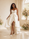 ChicSew Fancy Strapless Sweetheart Ruching Sleeveless Sheath High-Low Wedding Dress