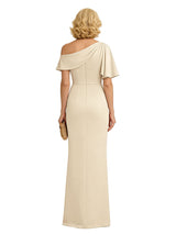Elegant Half Sleeves Ruffles Ruched Satin Mermaid Mother Of The Bride Dresses