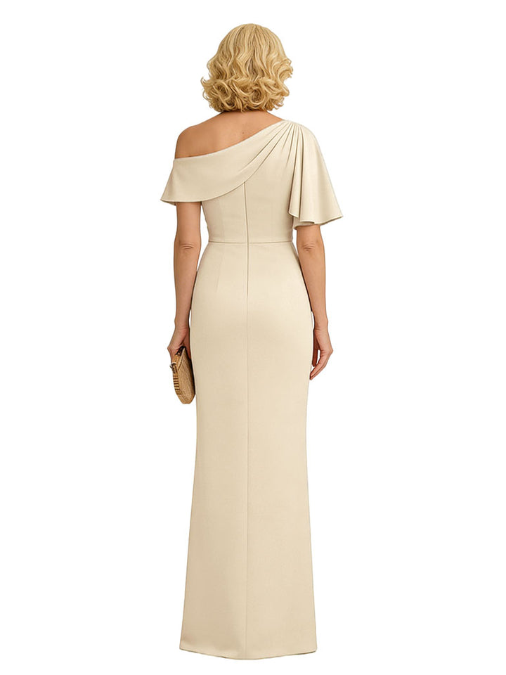 Elegant Half Sleeves Ruffles Ruched Satin Mermaid Mother Of The Bride Dresses