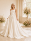 ChicSew Unique Mermaid One Shoulder Beading Satin Maxi Long Wedding Dresses With Overskirt