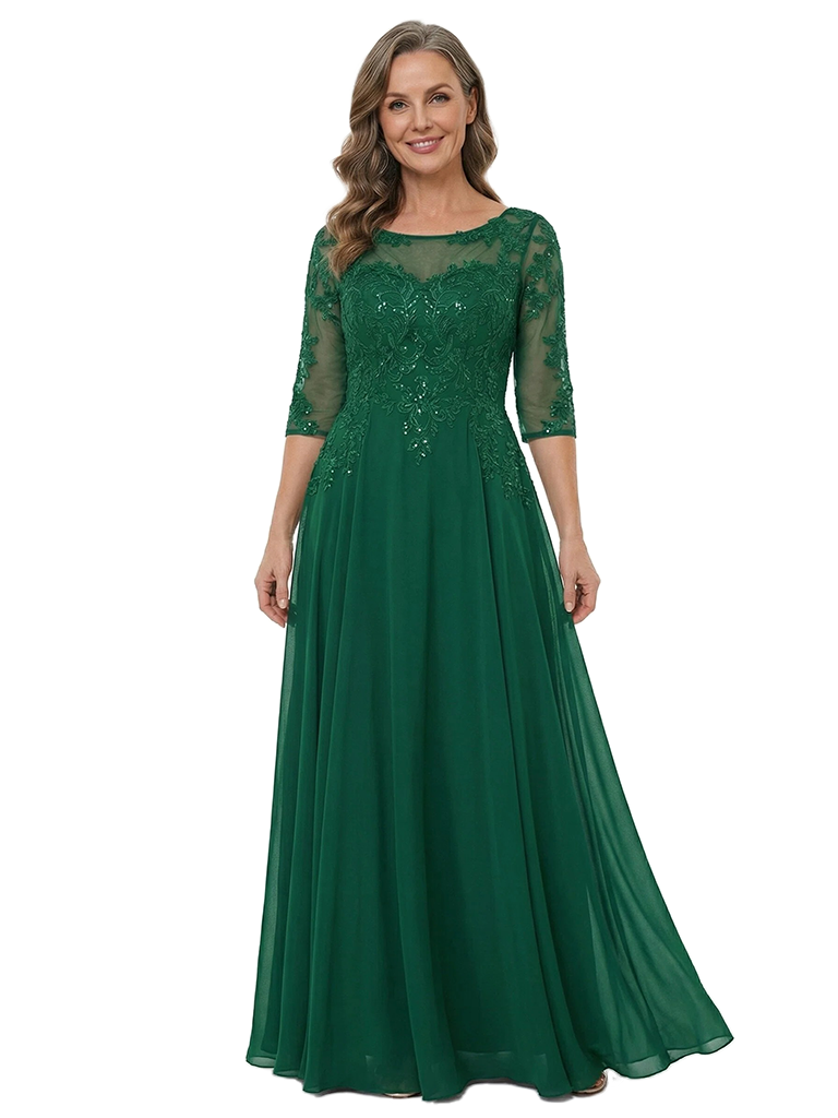 ChicSew Beautiful A-Line Mother Of The Groom Dress Sequin Lace Appliques Chiffon Half Sleeve