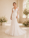 ChicSew Sexy V-Neck Mermaid Lace Applique Tulle Long Sleeves Maxi Wedding Dress