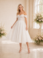 ChicSew Elegant Off The Shoulder A-Line Midi Lace Tulle Wedding Dresses