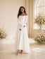 ChicSew Fancy Off The Shoulder Long Sleeves Ruching Crepe Maxi Wedding Dress