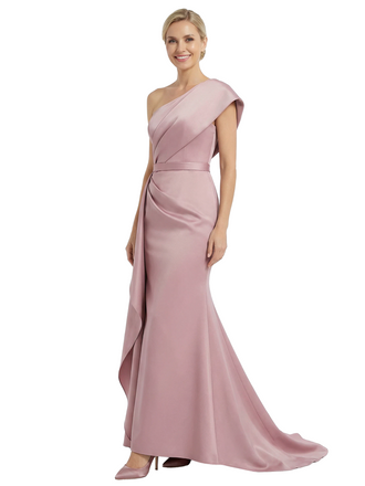 Chicsew Morden One Shoulder High-Low Satin Mermaid Mother of The Bride Dresses