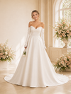 ChicSew Classy Sweetheart Long Sleeves Satin A-Line Maxi Long Wedding Dress