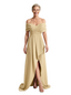 Chicsew Mother of The Bride Dress Gorgeous Off Shoulder Sleeveless Crepe High-Low Maxi Gown