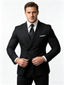 Classic 2 Piece Black Men's Suit with Regular Fit and Sophisticated Peak Lapel