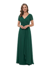 ChicSew Elegant V-Neck Short Sleeves Chiffon A-Line Floor Length Mother of the Bride Dress