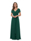 ChicSew Elegant V-Neck Short Sleeves Chiffon A-Line Floor Length Mother of the Bride Dress