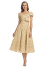 ChicSew Modern Tea-Length Lace Applique Mother Of The Groom Dress With Satin Bow Shoulder