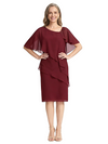 ChicSew Fancy Asymmetrical Mother Of The Bride Dresses Layered Chiffon Beaded Knee Length Gown