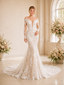 ChicSew Sexy Deep V-Neck Mermaid Lace Long Sleeves Wedding Dress Long Train