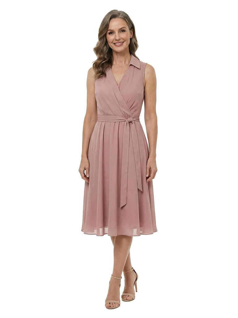 ChicSew Pretty V-Neck Sleeveless Knee-Length Chiffon Mother Of The Groom Dress With Belt