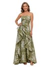 Chicsew Elegant Floral Strapless Ruched A-Line Floor-Length Mother of The Bride Dresses