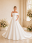 ChicSew Elegant Satin Off The Shoulder A-line Maxi Long Wedding Dresses With Train