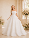 ChicSew Unique Elegant Off The Shoulder Glitter Tulle A-Line Maxi Long Wedding Dress