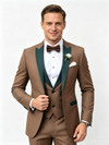 Color Blocking 2 Piece Men's Suit with Regular Fit and Sophisticated Peak Lapel