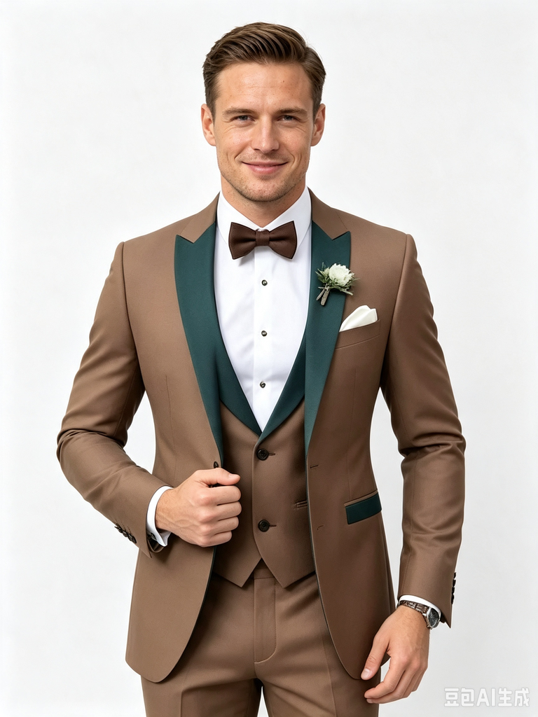 Color Blocking 2 Piece Men's Suit with Regular Fit and Sophisticated Peak Lapel