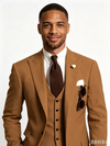 Classic 2 Piece Brown Men's Suit with Regular Fit and Sophisticated Peak Lapel