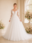 ChicSew Unique Deep V-Neck A-Line Long Sleeves Lace Tulle Maxi Long Wedding Dresses