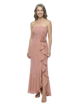 ChicSew Fancy Strapless Chiffon Ruched Sheath Mother Of The Bride Gowns With Ruffled Side Slit