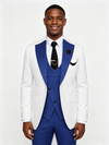 Classic 2 Piece Blue White Piece Men's Suit with Regular Fit and Sophisticated Peak Lapel