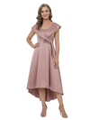 ChicSew Elegant Portrait Neckline Silky Satin Mother Of The Bride Dress High Low A-Line Gown