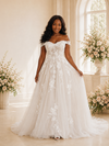 ChicSew Romantic A-Line Off The Shoulder Tulle Maxi Wedding Dress With Lace Applique