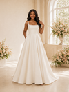 ChicSew Elegant Square Neck Spaghetti Straps A-Line Satin Maxi Wedding Dress