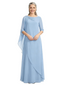 ChicSew Modern Beaded Chiffon A-Line Long Mother Of The Groom Dresses With Asymmetric Cape