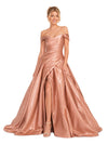 Chicsew Sexy Off Shoulder Satin Ballgown Unique Long Bridesmaid Dresses