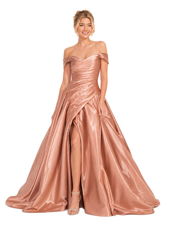 Chicsew Sexy Off Shoulder Satin Ballgown Unique Long Bridesmaid Dresses