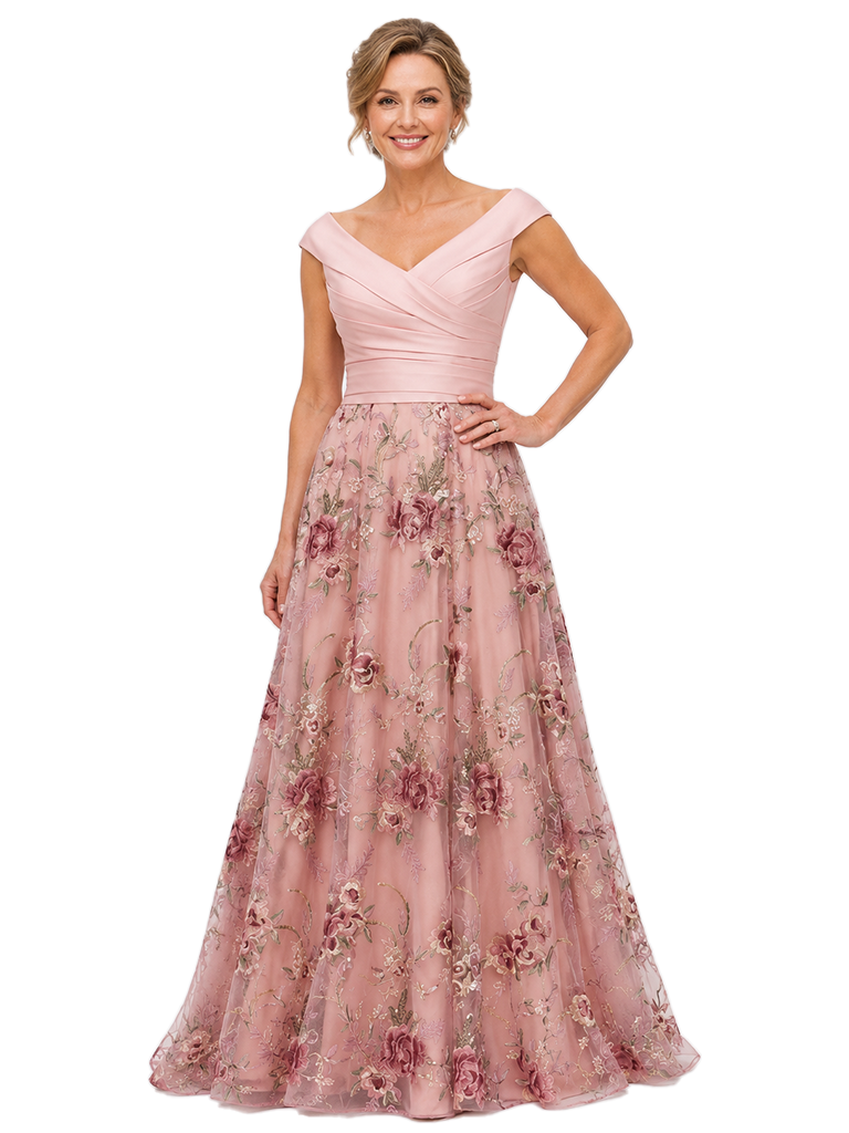 ChicSew Beautiful A-Line Tulle Ruched Floor-Length Mother Of The Bride Dresses