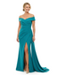 Chicsew Off Shoulder Side Slit Crepe Mother Of The Groom Dress Mermaid