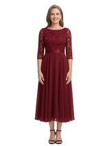ChicSew Scoop 3/4 Sleeve Lace Short Chiffon Mother Of The Bride And Groom Dresses