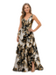 Chicsew Elegant Floral V-Neck Ruched Floor-Length A-Line Mother of The Bride Dresses