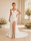 ChicSew Morden Spaghetti Straps Satin Side Slit Mermaid Floor-Length Wedding Dress