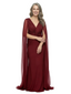 ChicSew V-Neck Cape Sleeve Floor Length Chiffon Formal Mother Of The Bride Groom Dresses