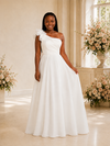 ChicSew Elegant One Shoulder Chiffon A-Line Maxi Wedding Dress With Floral Applique